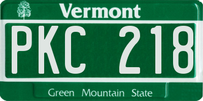 VT license plate PKC218