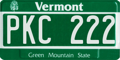 VT license plate PKC222