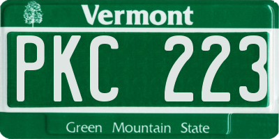 VT license plate PKC223