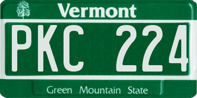 VT license plate PKC224