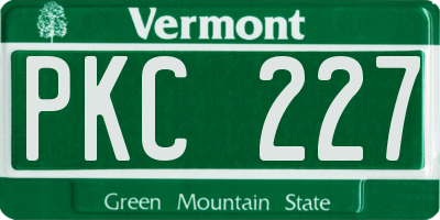 VT license plate PKC227