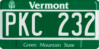VT license plate PKC232