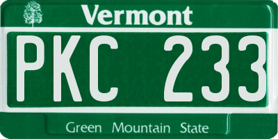 VT license plate PKC233