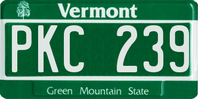 VT license plate PKC239