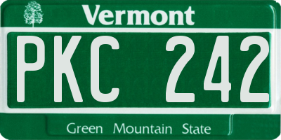 VT license plate PKC242
