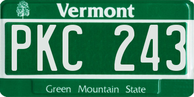VT license plate PKC243