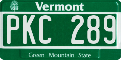 VT license plate PKC289