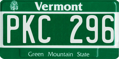 VT license plate PKC296