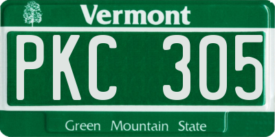 VT license plate PKC305