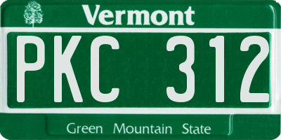 VT license plate PKC312