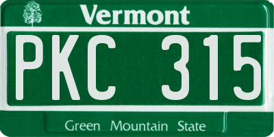 VT license plate PKC315