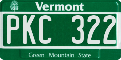 VT license plate PKC322