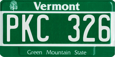 VT license plate PKC326