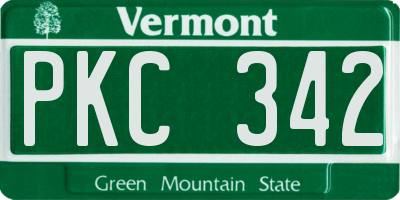 VT license plate PKC342