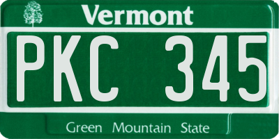 VT license plate PKC345