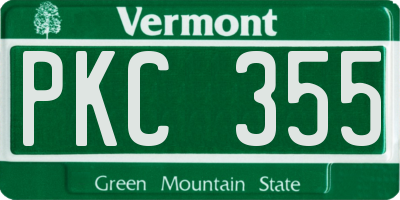 VT license plate PKC355