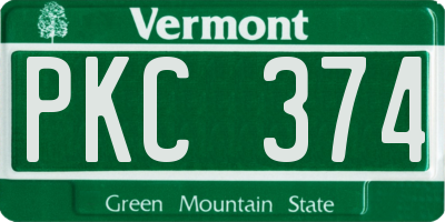VT license plate PKC374
