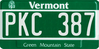 VT license plate PKC387