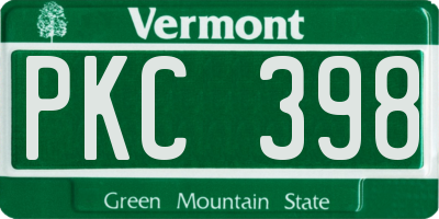 VT license plate PKC398