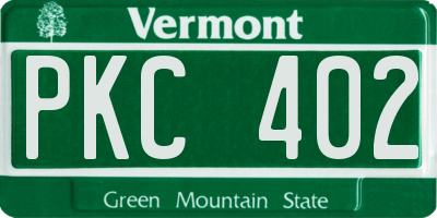 VT license plate PKC402