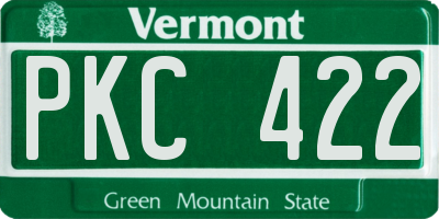 VT license plate PKC422