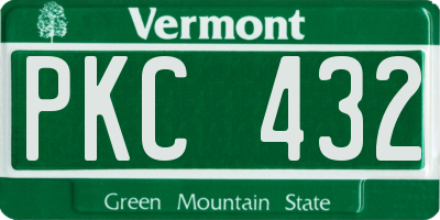 VT license plate PKC432
