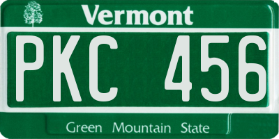 VT license plate PKC456