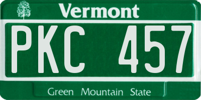 VT license plate PKC457