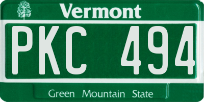VT license plate PKC494
