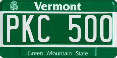 VT license plate PKC500
