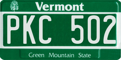 VT license plate PKC502