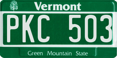 VT license plate PKC503