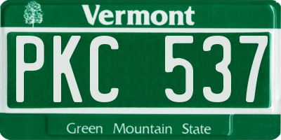 VT license plate PKC537