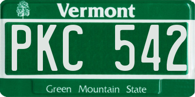 VT license plate PKC542