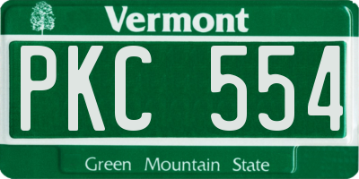 VT license plate PKC554