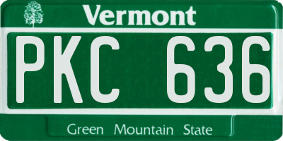 VT license plate PKC636