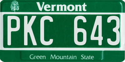 VT license plate PKC643