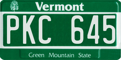 VT license plate PKC645