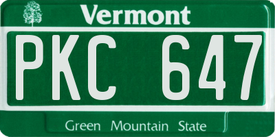 VT license plate PKC647