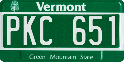 VT license plate PKC651