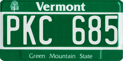 VT license plate PKC685