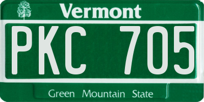 VT license plate PKC705