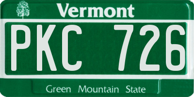 VT license plate PKC726
