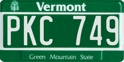 VT license plate PKC749