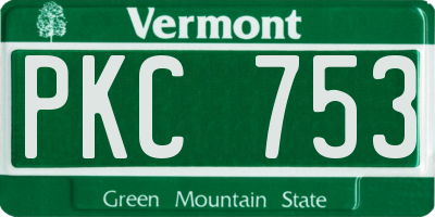 VT license plate PKC753