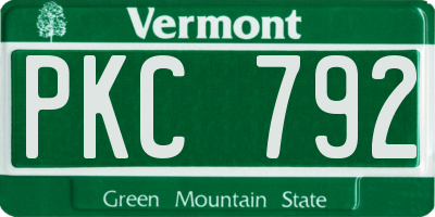 VT license plate PKC792