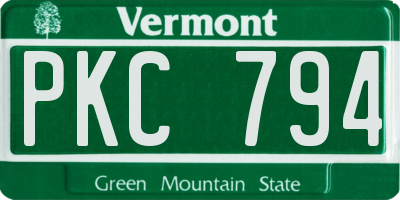 VT license plate PKC794