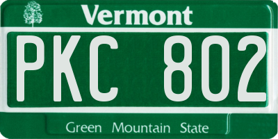 VT license plate PKC802