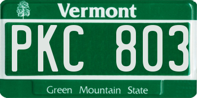 VT license plate PKC803