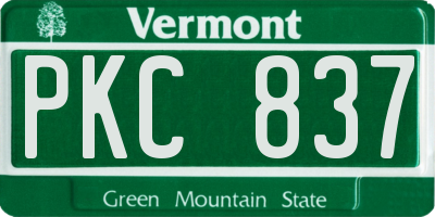VT license plate PKC837